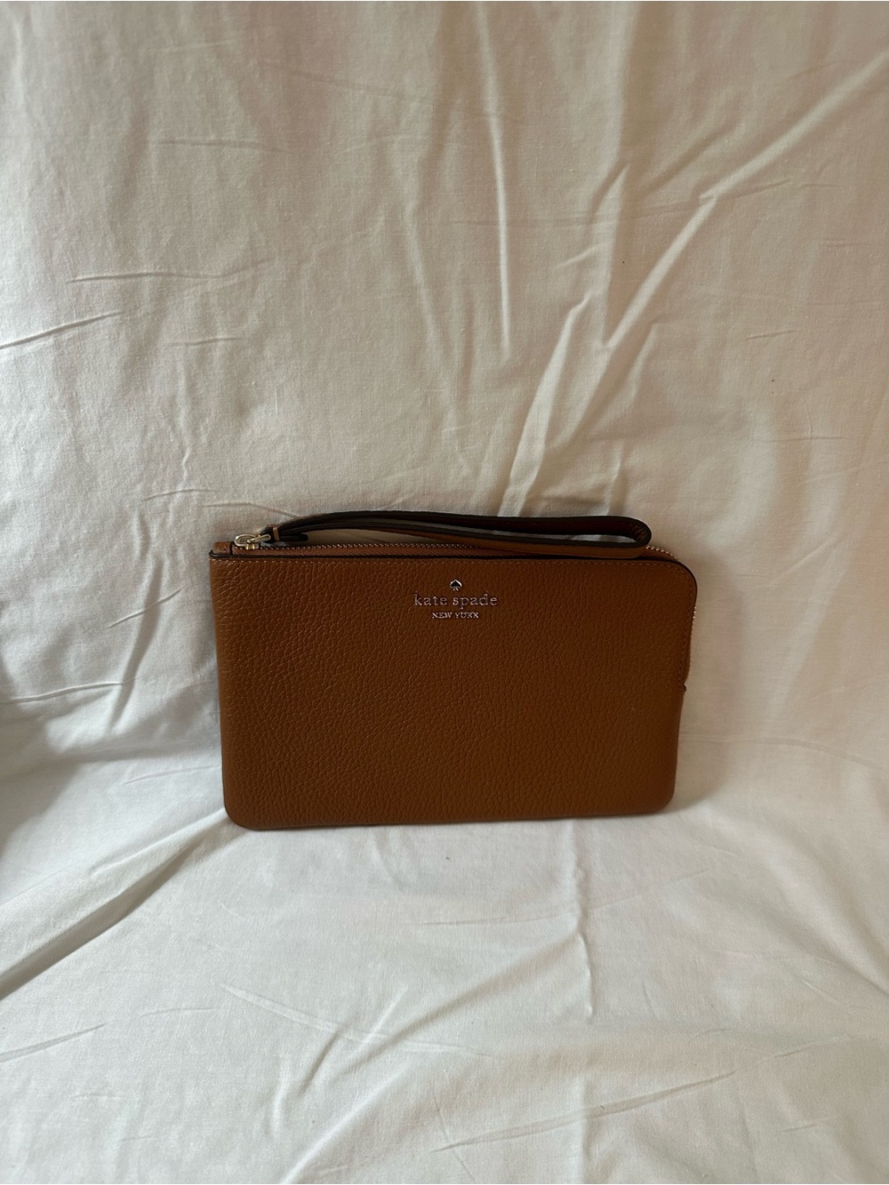 kate spade Brown Pebbled Leather Wristlet